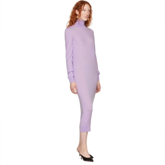 Kwaidan Editions Lilac 100% Merino Wool Long Sleeve Turtleneck Dress Size M - Picture 1 of 8